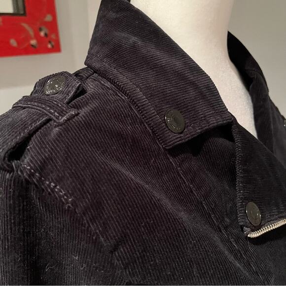 NEW Juicy Couture Corduroy Ribbed Structured Moto Jacket Asymmetrical Zip Black… - Picture 10 of 16